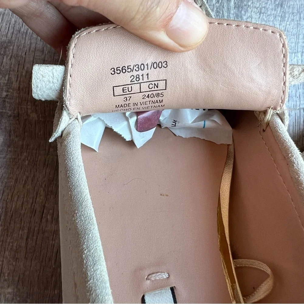 Zara Ice Beige Split Suede Loafers With Bow Moccasin EU37